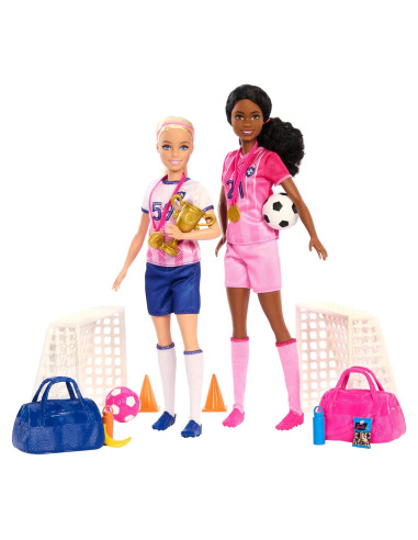 Juego de Fútbol Barbie Mattel con 2 Muñecas y 15 Accesorios