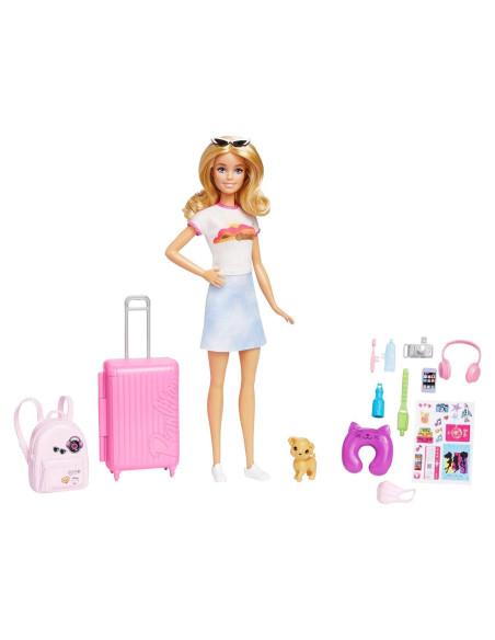 Muñeca Barbie Malibu con Accesorios de Viaje y Cachorro Muñeca Barbie Malibu con Accesorios de Viaje y Cachorro