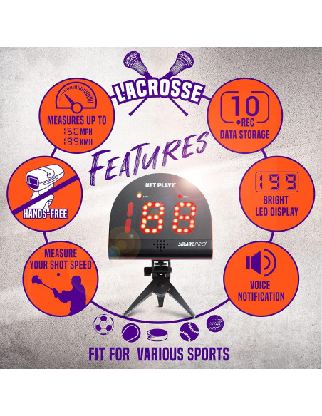 Radar de Velocidad NET PLAYZ para Lacrosse - Mide hasta 241 kph Radar de Velocidad NET PLAYZ para Lacrosse - Mide hasta 241 kph