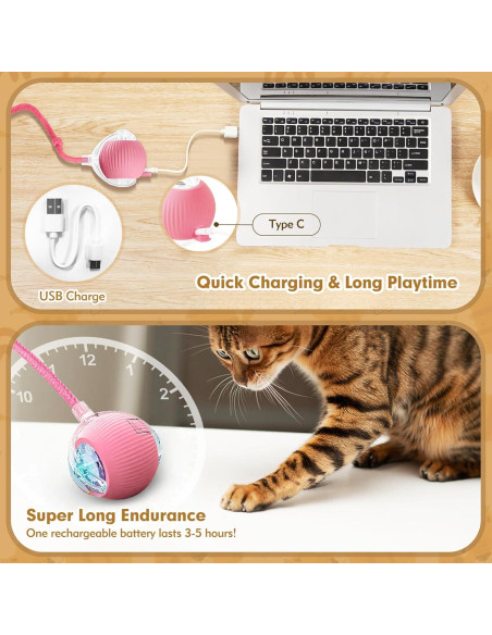 Pelota Interactiva para Gatos Peppy Pet Rosa 360 Pelota Interactiva para Gatos Peppy Pet Rosa 360