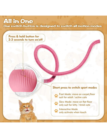 Pelota Interactiva para Gatos Peppy Pet Rosa 360 Pelota Interactiva para Gatos Peppy Pet Rosa 360