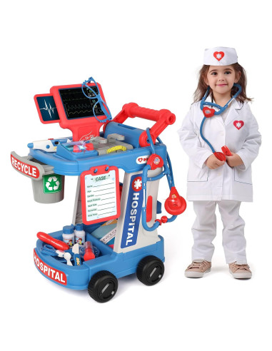 Kit de Doctor Liberry para Niños 3-5 Años con Carrito y Estetoscopio