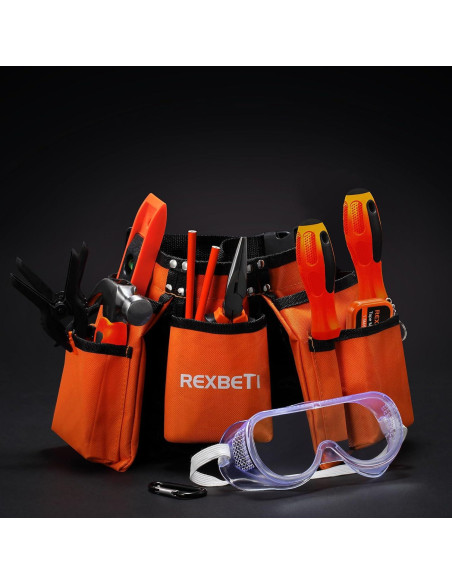 Juego de herramientas REXBETI para niños con cinturón 17 piezas Juego de herramientas REXBETI para niños con cinturón 17 piezas