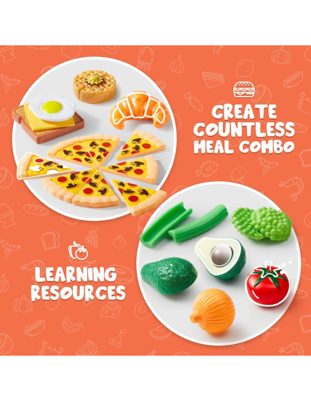 Juego de Comida 135 Piezas Joyin para Niños y Niñas Juego de Comida 135 Piezas Joyin para Niños y Niñas