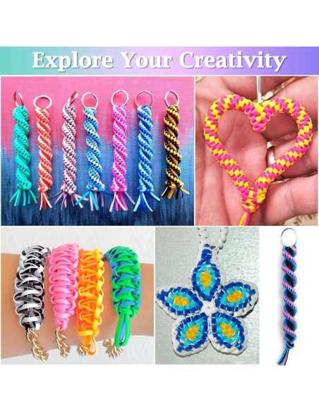 Kit de Cuerda de Lanyard Cridoz - 20 Rollos de Colores Brillantes Kit de Cuerda de Lanyard Cridoz - 20 Rollos de Colores Brillantes