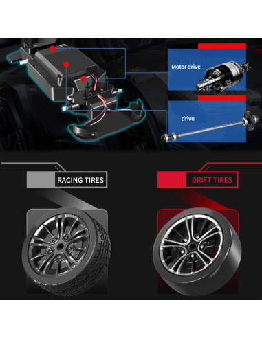 Coche RC Drift Dodoore 1:16 4WD 40km/h con Luces LED
