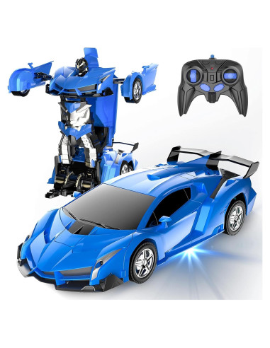 Coche RC Transformador Desuccus 1:18 Azul Control Remoto