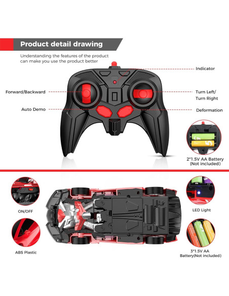 Coche RC Desuccus Robot Transformador 1:18 Rojo 360 Coche RC Desuccus Robot Transformador 1:18 Rojo 360