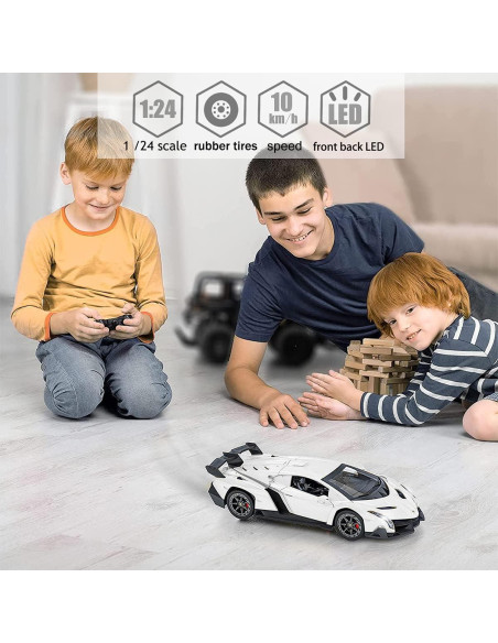 Coche RC QUN FENG Lamborghini Veneno 1:24 Blanco Coche RC QUN FENG Lamborghini Veneno 1:24 Blanco