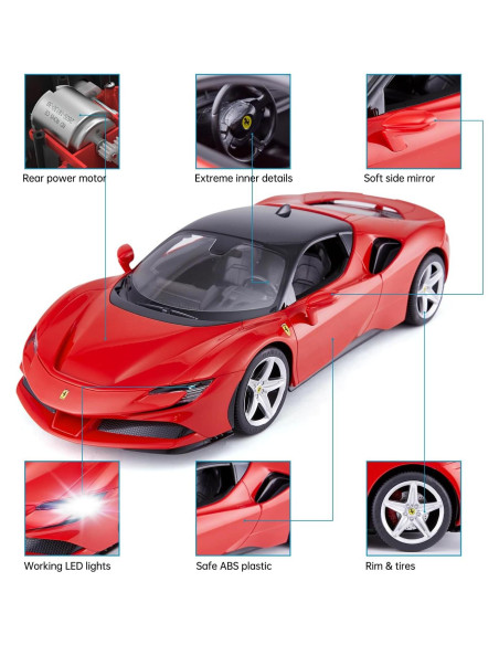 Coche RC Rastar Ferrari SF90 Stradale 1:14 Rojo 8 km/h Coche RC Rastar Ferrari SF90 Stradale 1:14 Rojo 8 km/h
