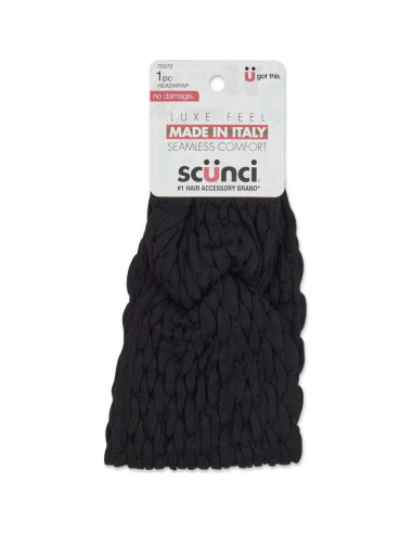 Diadema Extra Ancha Scünci by Conair Negra Hecha en Italia