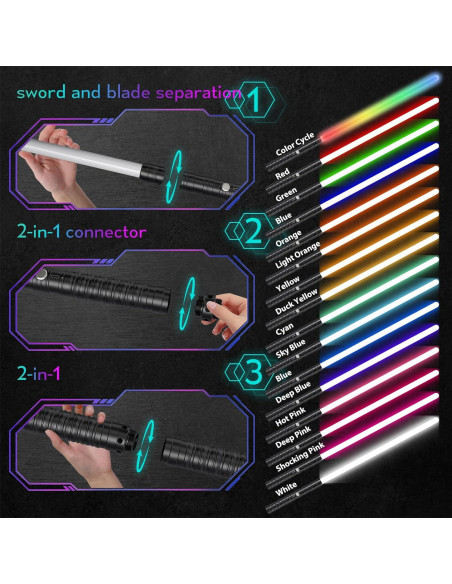 Sable de Luz RGB Beyondtrade 15 Colores Recargable Tipo-C Sable de Luz RGB Beyondtrade 15 Colores Recargable Tipo-C