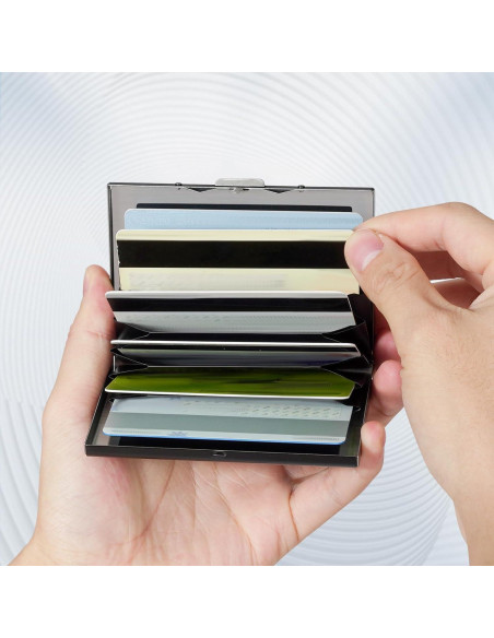 Soporte de Tarjetas de Crédito Metal KYZDZQ 6 Ranuras RFID Negro Soporte de Tarjetas de Crédito Metal KYZDZQ 6 Ranuras RFID Negro