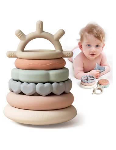 Moonkie Juguete de Dentición Apilable Multicolor 7 Piezas
