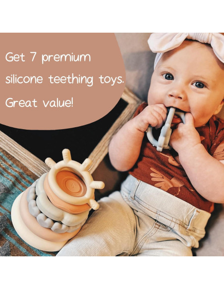 Moonkie Juguete de Dentición Apilable Multicolor 7 Piezas Moonkie Juguete de Dentición Apilable Multicolor 7 Piezas