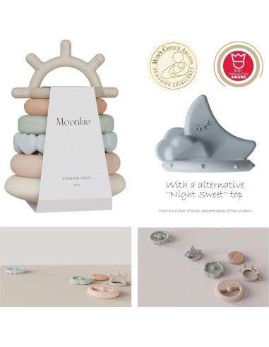 Moonkie Juguete de Dentición Apilable Multicolor 7 Piezas