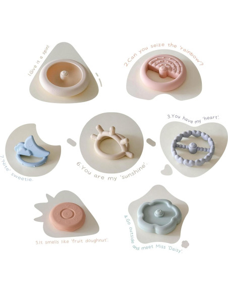 Moonkie Juguete de Dentición Apilable Multicolor 7 Piezas Moonkie Juguete de Dentición Apilable Multicolor 7 Piezas