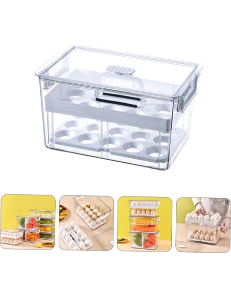 Caja de Almacenamiento de Huevos Mipcase 27.8x18cm Transparente Caja de Almacenamiento de Huevos Mipcase 27.8x18cm Transparente
