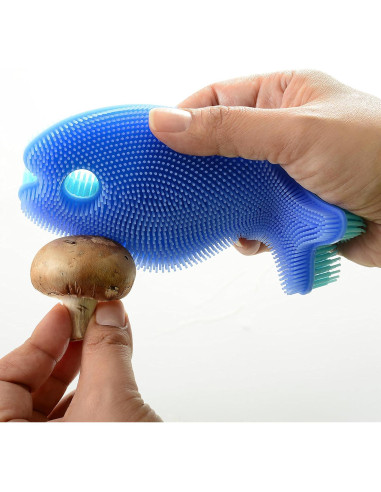Cepillo de Silicona Norpro para Platos y Verduras Azul