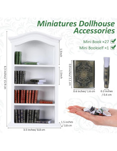 Set Miniaturas Libros y Estante de Madera Poen 27 Pcs 2