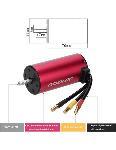 Combo Motor Brushless GoolRC S3670 2850KV y ESC 120A Combo Motor Brushless GoolRC S3670 2850KV y ESC 120A