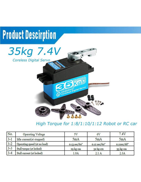 Servo Digital 35KG ANNIMOS 270 Impermeable Alta Velocidad Servo Digital 35KG ANNIMOS 270 Impermeable Alta Velocidad