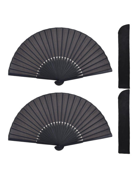 Abanicos Plegables Amajiji de Bambú y Seda 21x38cm - 2 Pcs Abanicos Plegables Amajiji de Bambú y Seda 21x38cm - 2 Pcs