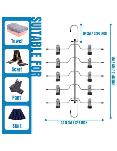 Pack de 3 Perchas de Metal Funamily para Faldas y Pantalones