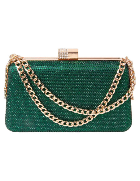 Bolso de Noche Brillante Mulian LilY Verde 20.1x14.2cm Bolso de Noche Brillante Mulian LilY Verde 20.1x14.2cm