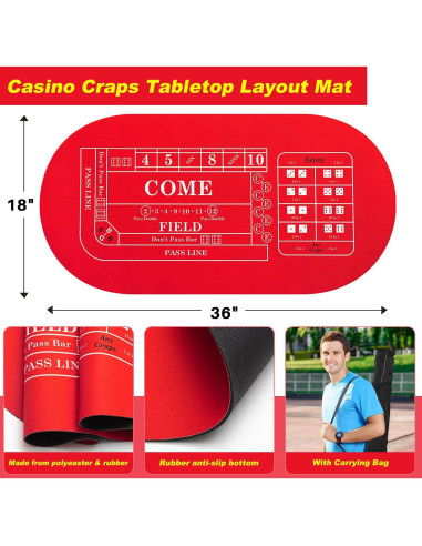 Juego de Mesa de Craps Leyndo con Tapete y Dados de Casino