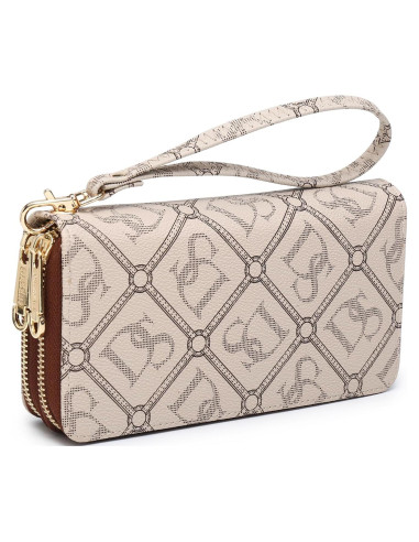 Cartera Dasein RFID para Mujeres, Gran Capacidad, Beige