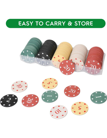 Fichas de Póker WAONIQ 100 Piezas 3.5 cm Colores Variados Fichas de Póker WAONIQ 100 Piezas 3.5 cm Colores Variados