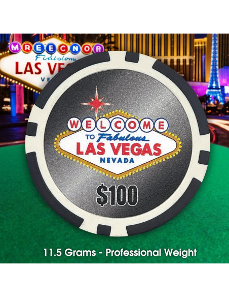 100 Fichas de Póker Las Vegas en Bandeja Plástica Transparente 100 Fichas de Póker Las Vegas en Bandeja Plástica Transparente