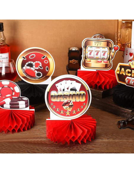 16 Pcs Decoraciones de Fiesta Casino Sinmoe - Centros Mesa 3D 16 Pcs Decoraciones de Fiesta Casino Sinmoe - Centros Mesa 3D