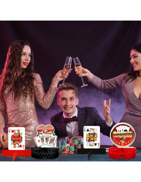 16 Pcs Decoraciones de Fiesta Casino Sinmoe - Centros Mesa 3D 16 Pcs Decoraciones de Fiesta Casino Sinmoe - Centros Mesa 3D