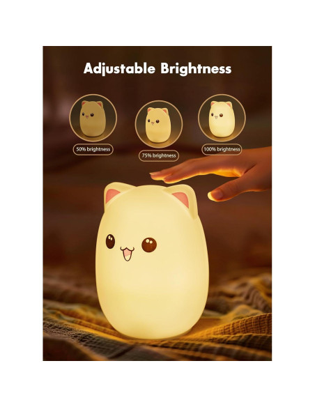 Luz Nocturna Gatito Minetom 7 Colores Recargable Luz Nocturna Gatito Minetom 7 Colores Recargable