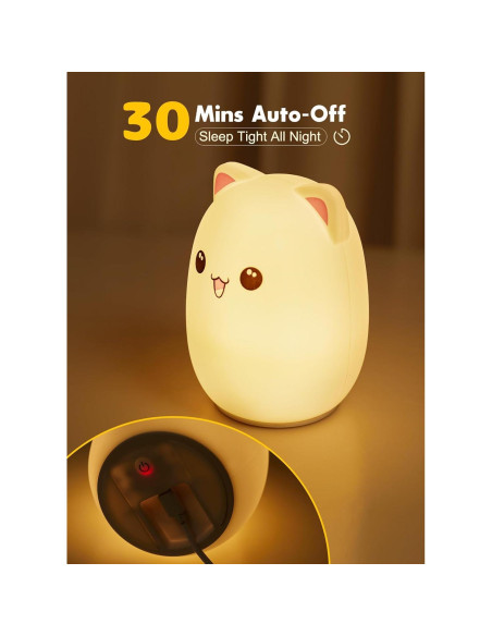 Luz Nocturna Gatito Minetom 7 Colores Recargable Luz Nocturna Gatito Minetom 7 Colores Recargable