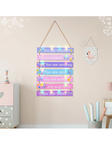 Decoración de habitación FIOBEE mariposa púrpura con LED