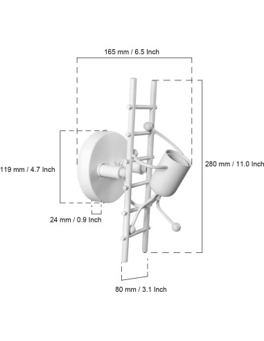 Lámpara de Pared Humanoide KAWELL 29x16.5 cm Blanca