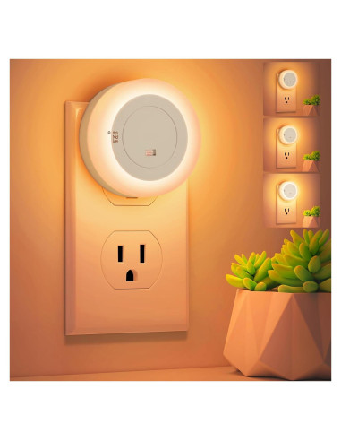 FOLKSMATE Luz Nocturna LED Regulable con Sensor Automático - 2 Pzas