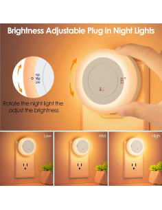 FOLKSMATE Luz Nocturna LED Regulable con Sensor Automático - 2 Pzas 2