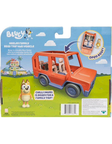 Vehículo 4WD Bluey Heeler con Figura Chilli 6.35 cm