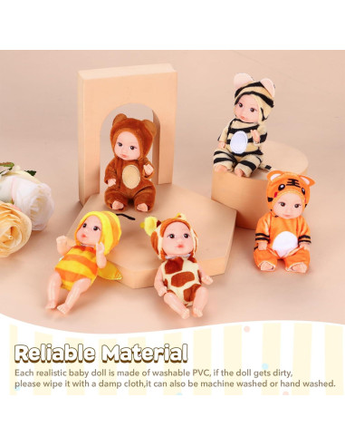 Set de 10 Mini Muñecas Bebé Realistas Vueos 11 cm con Ropa
