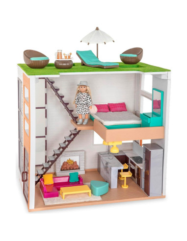 Casa de Muñecas Lori Loft con Muebles y Muñeca 15.24 cm