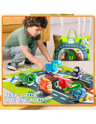 Camión de Caricatura Bessome con 6 Coches Coloridos