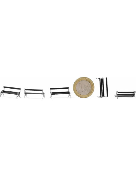 Evemodel 12pcs Bancos de Parque Escala HO Negro y Plata Evemodel 12pcs Bancos de Parque Escala HO Negro y Plata