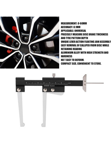 Calibrador de Profundidad de Disco de Freno Akozon 0-60mm