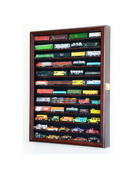 Gabinete Vitrina para Trenes Escala N 12 Estantes Madera Cereza Gabinete Vitrina para Trenes Escala N 12 Estantes Madera Cereza