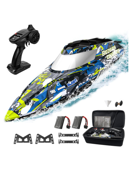 Barco RC Bezgar TX123 32 KPH con Maletín - Juguete Acuático Barco RC Bezgar TX123 32 KPH con Maletín - Juguete Acuático