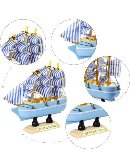 Modelo de Barco de Vela Decorativo Blulu - 12 Piezas Vintage Modelo de Barco de Vela Decorativo Blulu - 12 Piezas Vintage